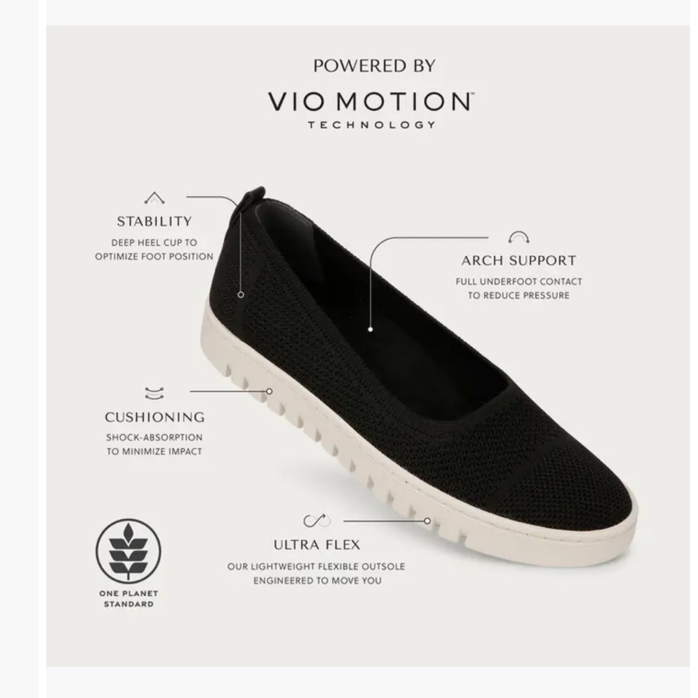 Vionic Uptown Knit Skimmer Flat Black Kint Sz 9.5 - Picture 2 of 11